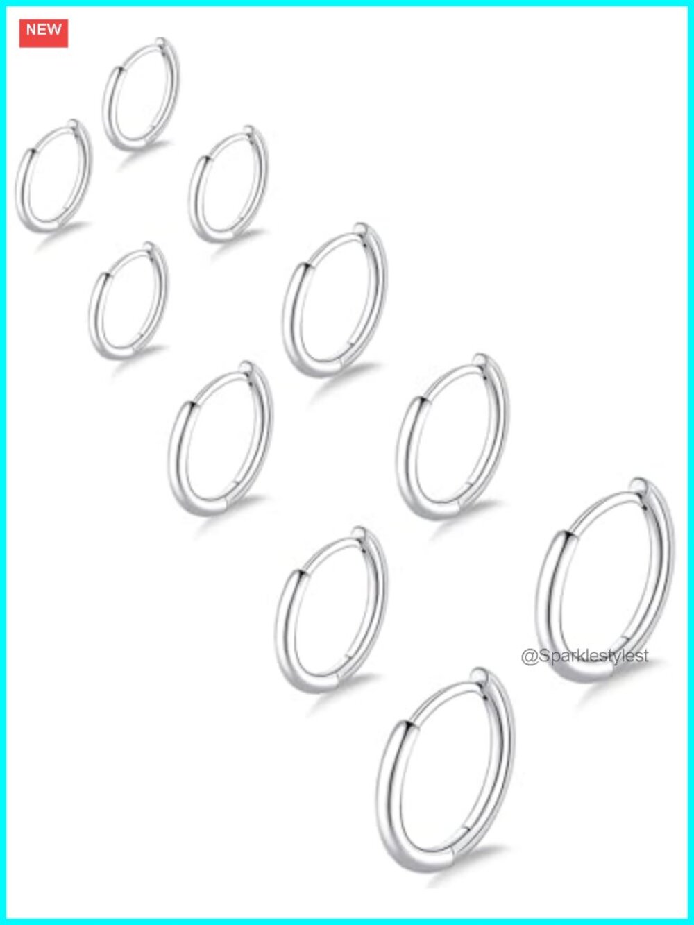 316L Surgical Stainless Steel Hoop Earrings Set Hypoallergenic Huggie 5 Pairs
